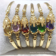 womomen jewelry gold plated gemstone charm bracelet